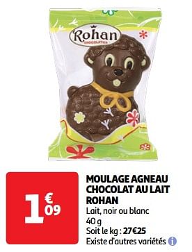 Promotions Moulage agneau chocolat au lait rohan - Rohan - Valide de 19/03/2024 à 01/04/2024 chez Auchan Ronq