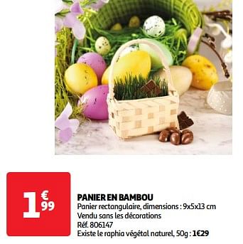 Promoties Panier en bambou - Huismerk - Auchan - Geldig van 19/03/2024 tot 01/04/2024 bij Auchan