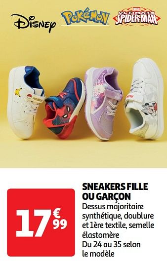 Promoties Sneakers fille ou garçon - Huismerk - Auchan - Geldig van 19/03/2024 tot 01/04/2024 bij Auchan