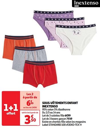 Promoties Sous-vêtements enfant inextenso - Inextenso - Geldig van 19/03/2024 tot 01/04/2024 bij Auchan