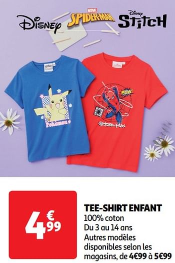 Promotions Tee-shirt enfant - Produit Maison - Auchan Ronq - Valide de 19/03/2024 à 01/04/2024 chez Auchan Ronq