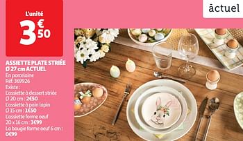 Promoties Assiette plate striée actuel - Huismerk - Auchan - Geldig van 19/03/2024 tot 01/04/2024 bij Auchan