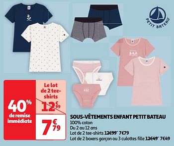 Promoties Sous-vêtements enfant petit bateau - Petit Bateau - Geldig van 19/03/2024 tot 01/04/2024 bij Auchan