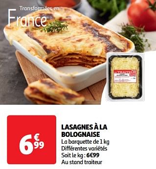 Promoties Lasagnes à la bolognaise - Huismerk - Auchan - Geldig van 19/03/2024 tot 01/04/2024 bij Auchan
