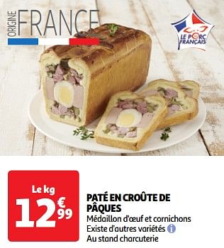 Promotions Paté en croûte de pâques - Produit Maison - Auchan Ronq - Valide de 19/03/2024 à 01/04/2024 chez Auchan Ronq