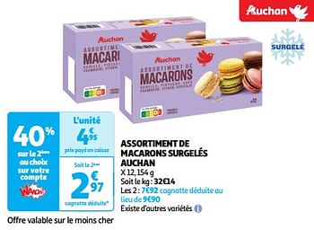 Promotions Assortiment de macarons surgelés auchan - Produit Maison - Auchan Ronq - Valide de 19/03/2024 à 01/04/2024 chez Auchan Ronq