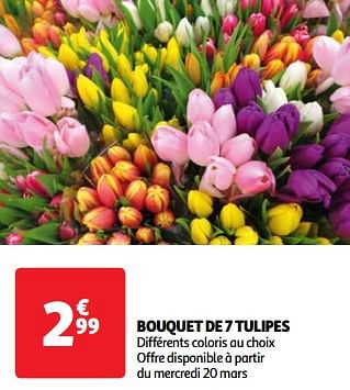 Promotions Bouquet de 7 tulipes - Produit Maison - Auchan Ronq - Valide de 19/03/2024 à 01/04/2024 chez Auchan Ronq