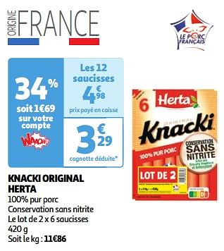 Promotions Knacki original herta - Herta - Valide de 19/03/2024 à 01/04/2024 chez Auchan Ronq