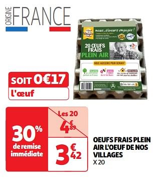 Promotions Oeufs frais plein air l`oeuf de nos villages - L'Oeuf De Nos Villages - Valide de 19/03/2024 à 01/04/2024 chez Auchan Ronq