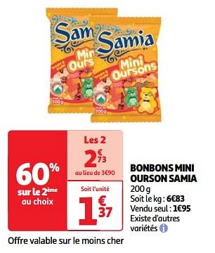Promoties Bonbons mini ourson samia - Samia - Geldig van 19/03/2024 tot 01/04/2024 bij Auchan