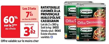 Promotions Ratatouille cuisinée à la provençale huile d`olive cassegrain - Cassegrain - Valide de 19/03/2024 à 01/04/2024 chez Auchan Ronq