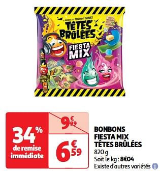 Promotions Bonbons fiesta mix têtes brûlées - Têtes Brûlées - Valide de 19/03/2024 à 01/04/2024 chez Auchan Ronq