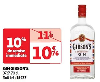Promotions Gin gibson`s - Gibson`s - Valide de 19/03/2024 à 01/04/2024 chez Auchan Ronq