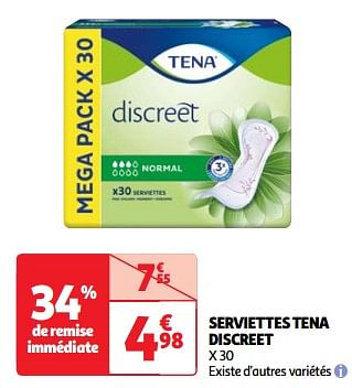 Promotions Serviettes tena discreet - Tena - Valide de 19/03/2024 à 01/04/2024 chez Auchan Ronq
