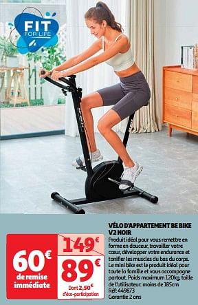Promoties Vélo d`appartement be bike v2 noir - Fit for Life - Geldig van 19/03/2024 tot 01/04/2024 bij Auchan