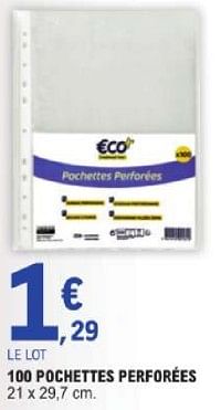 Promoties 100 pochettes perforees - Eco+ - Geldig van 19/03/2024 tot 30/03/2024 bij E.Leclerc