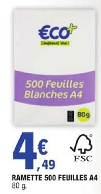 Promoties Ramette 500 feuilles a4 - Eco+ - Geldig van 19/03/2024 tot 30/03/2024 bij E.Leclerc