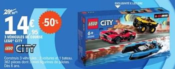 Promoties 3 vehicules de course lego city - Lego - Geldig van 19/03/2024 tot 30/03/2024 bij E.Leclerc