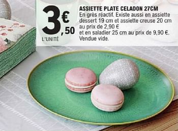 Promotions Assiette plate celadon - Produit Maison - E.Leclerc - Valide de 19/03/2024 à 30/03/2024 chez E.Leclerc
