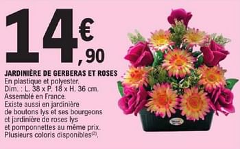 Promotions Jardinière de gerberas et roses - Produit Maison - E.Leclerc - Valide de 19/03/2024 à 30/03/2024 chez E.Leclerc