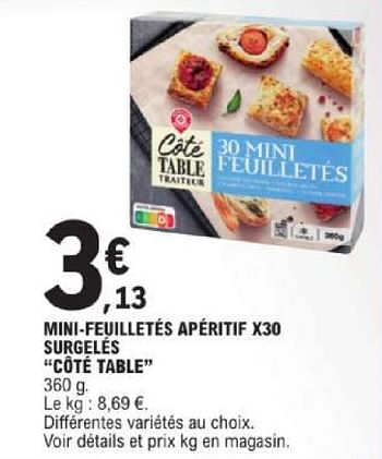 Promoties Mini feuilletés apéritif x30 surgelés côté table - Côte Table - Geldig van 19/03/2024 tot 30/03/2024 bij E.Leclerc