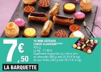 Promotions 16 mini gâteaux lunch classique - Produit Maison - E.Leclerc - Valide de 19/03/2024 à 30/03/2024 chez E.Leclerc