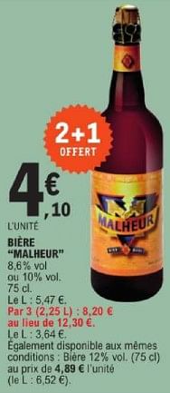 Promoties Bière malheur - Malheur - Geldig van 19/03/2024 tot 30/03/2024 bij E.Leclerc
