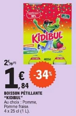 Promotions Boisson pétillante kidibul - Kidibul - Valide de 19/03/2024 à 30/03/2024 chez E.Leclerc
