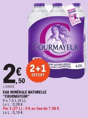 Promoties Eau minérale naturelle courmayeur - Courmayeur - Geldig van 19/03/2024 tot 30/03/2024 bij E.Leclerc