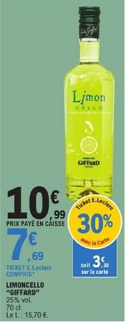 Promoties Limoncello giffard - Giffard - Geldig van 19/03/2024 tot 30/03/2024 bij E.Leclerc