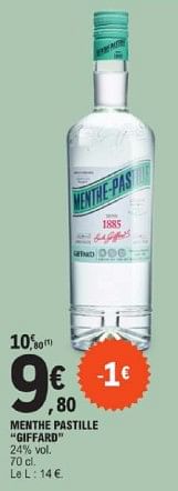 Promoties Menthe pastille giffard - Giffard - Geldig van 19/03/2024 tot 30/03/2024 bij E.Leclerc