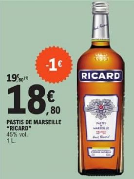 Promoties Pastis de marselle ricard - Ricard - Geldig van 19/03/2024 tot 30/03/2024 bij E.Leclerc