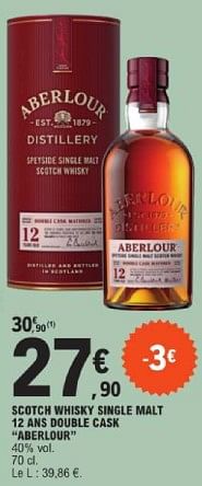 Promoties Scotch whisky single malt 12 ans double cask aberlour - Aberlour - Geldig van 19/03/2024 tot 30/03/2024 bij E.Leclerc