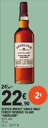 Promoties Scotch whisky single malt forest reserve 10 ans aberlour - Aberlour - Geldig van 19/03/2024 tot 30/03/2024 bij E.Leclerc