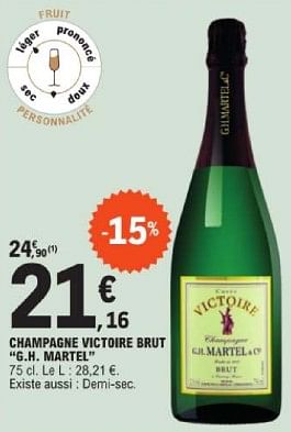 Promotions Champagne victoire brut g.h. martel - Champagne - Valide de 19/03/2024 à 30/03/2024 chez E.Leclerc