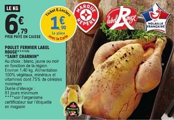Promoties Poulet fermier label rouge saint charmin - Saint Charmin - Geldig van 19/03/2024 tot 30/03/2024 bij E.Leclerc