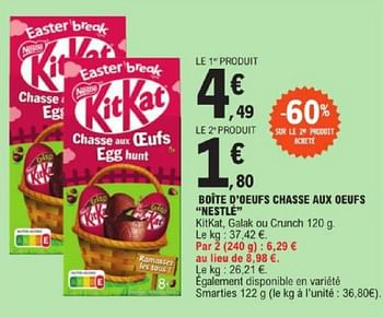 Promoties Boîte d`oeufs chasse aux oeufs nestlé - Nestlé - Geldig van 19/03/2024 tot 30/03/2024 bij E.Leclerc