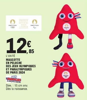 Promotions Mascotte en peluche des jeux olympiques et paralympiques de paris 2024 - Produit Maison - E.Leclerc - Valide de 19/03/2024 à 30/03/2024 chez E.Leclerc