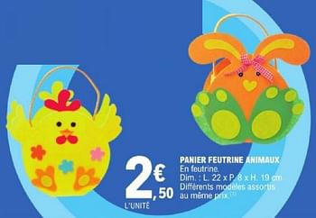 Promotions Panier feutrine animaux - Produit Maison - E.Leclerc - Valide de 19/03/2024 à 30/03/2024 chez E.Leclerc