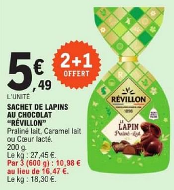 Promoties Sachet de lapins au chocolat révillon - Revillon - Geldig van 19/03/2024 tot 30/03/2024 bij E.Leclerc