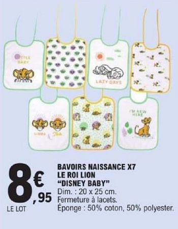Promoties Bavoirs naissance x7 le roi lion disney baby - Disney Baby - Geldig van 19/03/2024 tot 30/03/2024 bij E.Leclerc