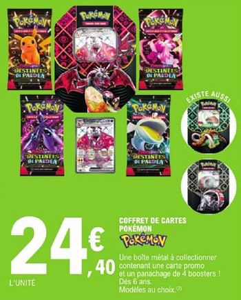 Promotions Coffret de cartes pokémon - Pokemon - Valide de 19/03/2024 à 30/03/2024 chez E.Leclerc