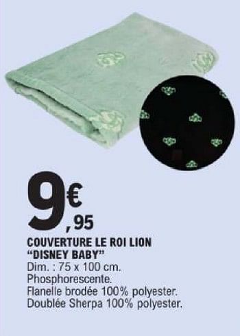 Promoties Couverture le roi lion disney baby - Disney Baby - Geldig van 19/03/2024 tot 30/03/2024 bij E.Leclerc