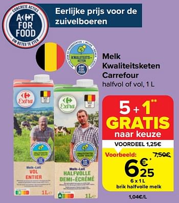 Promoties Brik halfvolle melk - Huismerk - Carrefour  - Geldig van 20/03/2024 tot 02/04/2024 bij Carrefour