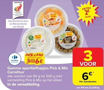Promoties Gamma aperitiefhapjes pick + mix carrefour - Huismerk - Carrefour  - Geldig van 20/03/2024 tot 02/04/2024 bij Carrefour