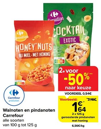 Promotions Geroosterde pindanoten met honing - Produit maison - Carrefour  - Valide de 20/03/2024 à 02/04/2024 chez Carrefour