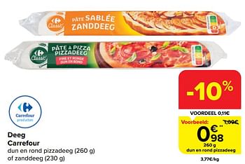 Promoties Dun en rond pizzadeeg - Huismerk - Carrefour  - Geldig van 20/03/2024 tot 02/04/2024 bij Carrefour