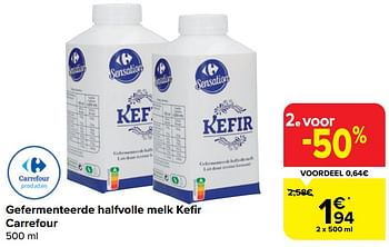 Promoties Gefermenteerde halfvolle melk kefir carrefour - Huismerk - Carrefour  - Geldig van 20/03/2024 tot 02/04/2024 bij Carrefour