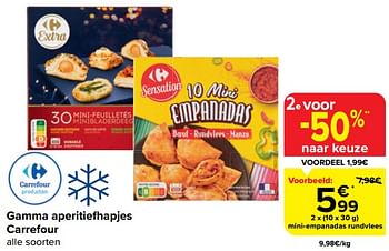 Promotions Mini-empanadas rundvlees - Produit maison - Carrefour  - Valide de 20/03/2024 à 02/04/2024 chez Carrefour