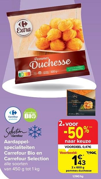 Promotions Pommes duchesse - Produit maison - Carrefour  - Valide de 20/03/2024 à 02/04/2024 chez Carrefour